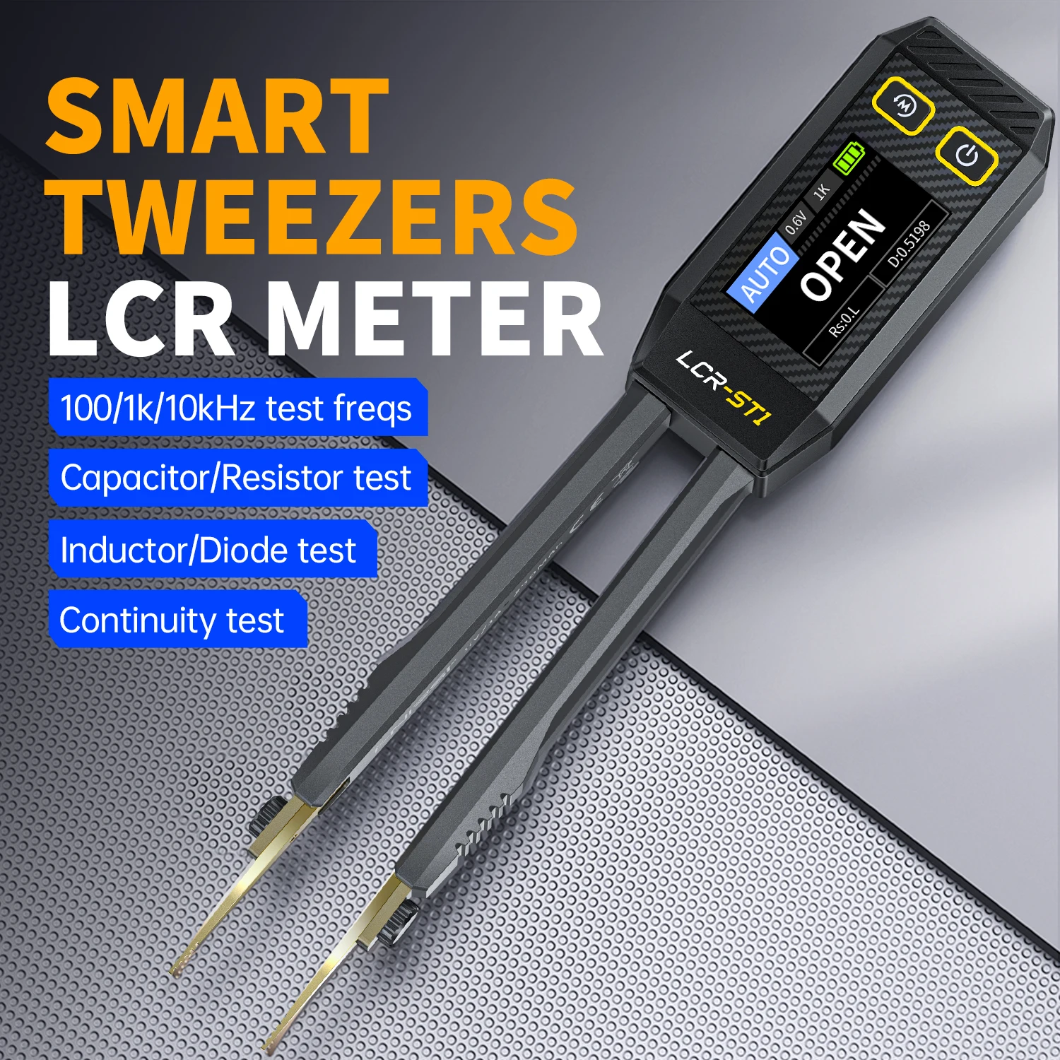 FNIRSI LCR-ST1 Intelligent Bridge Tweezer LCR/ESR Meter Three-frequency Testing Excellent Chip Stable Reliable RMS Value Testing