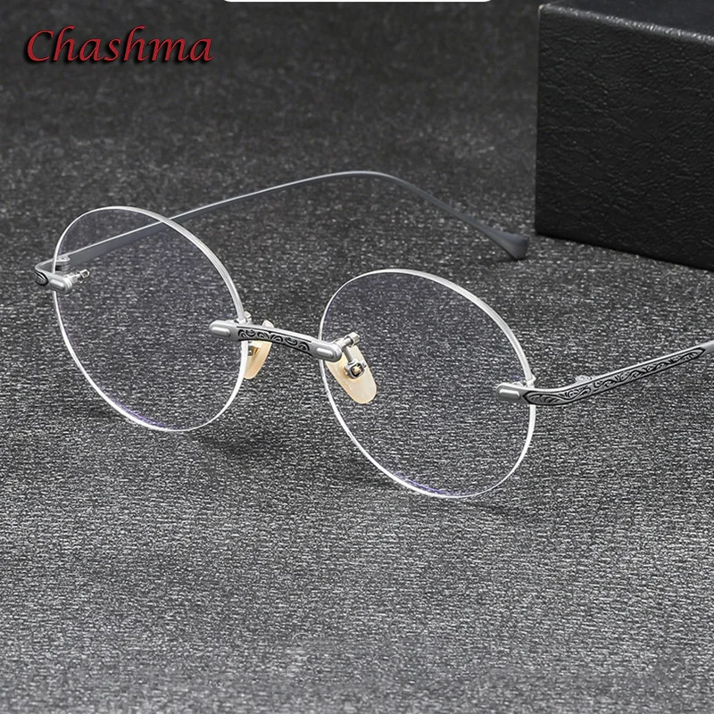 Chashma Prescription Glasses Women Fashion Round Eyeglasses Frames Pure Titanium for Recipe Eyewear Lenses Frameless Spectacles