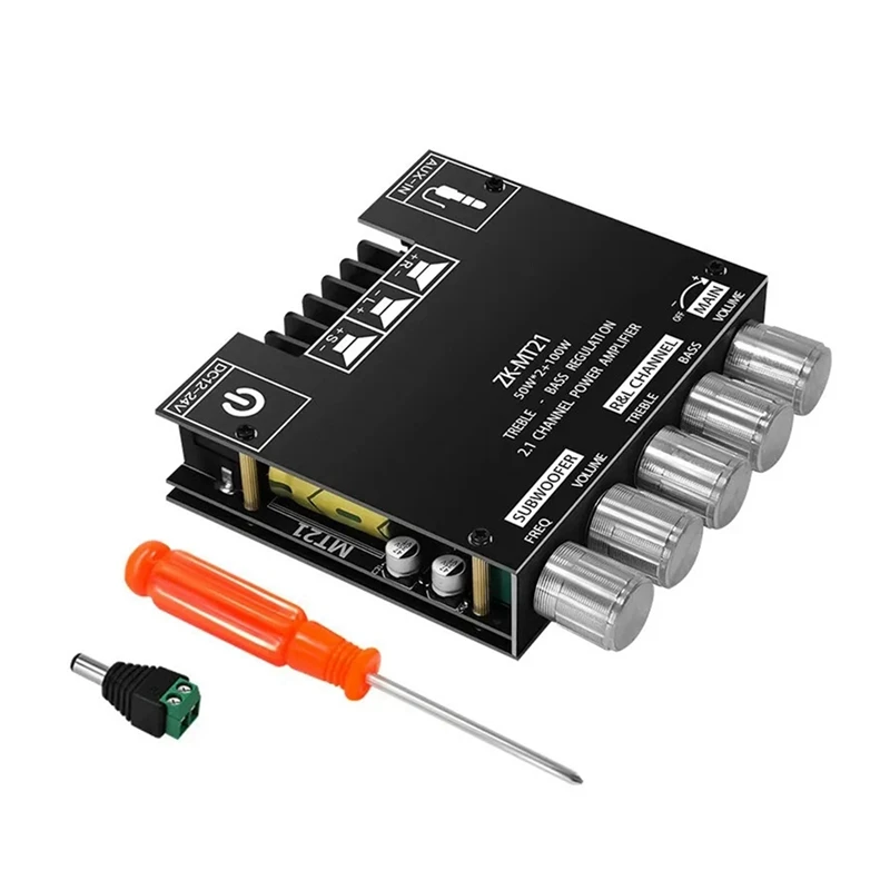 오디오 증폭기 보드 Bluetooth 50W×2+100W 2.1 채널, 고음 및 저음 제어 기능 포함 DIY 스피커 홈 시어터
