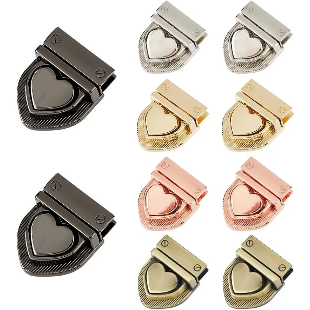

10 шт., 5 цветов, застежки с замком в форме сердца, застежка из цинкового сплава, кошелек с замком для большого пальца, сумка с застежкой, пряжка, изготовление замков для сумки