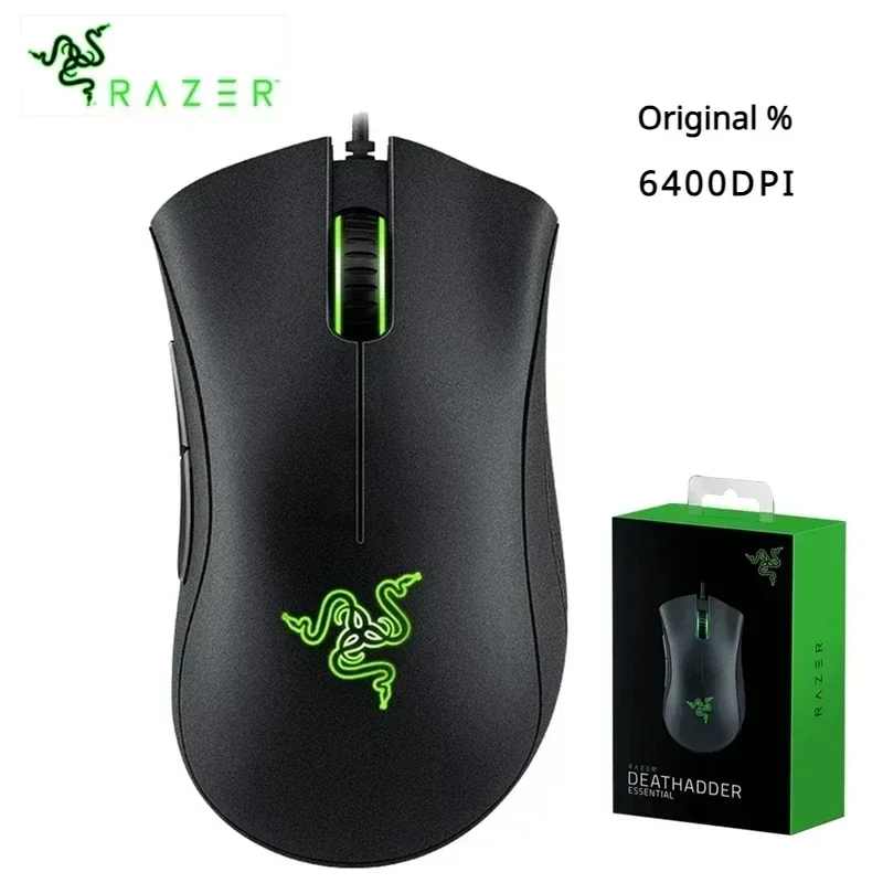 Original Razer DeathAdder Essential Wired Gaming Mouse Mice 6400DPI Optical Sensor 5 Independently Buttons For Laptop PC Gamer