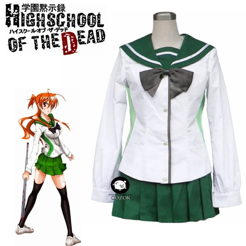 Anime HIGHSCHOOL OF THE DEAD Miyamoto Rei Women School Uniform Short Skirt Halloween Cosplay Costume Customize