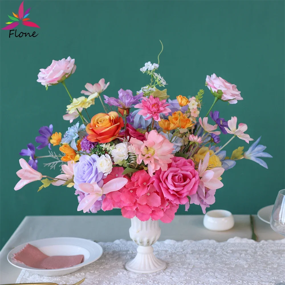 

Table Artificial Flower Arrangement Centerpieces for Table Decoration Purple Blue Multi-colors Sztuczne Kwiaty Deco Props HY2548