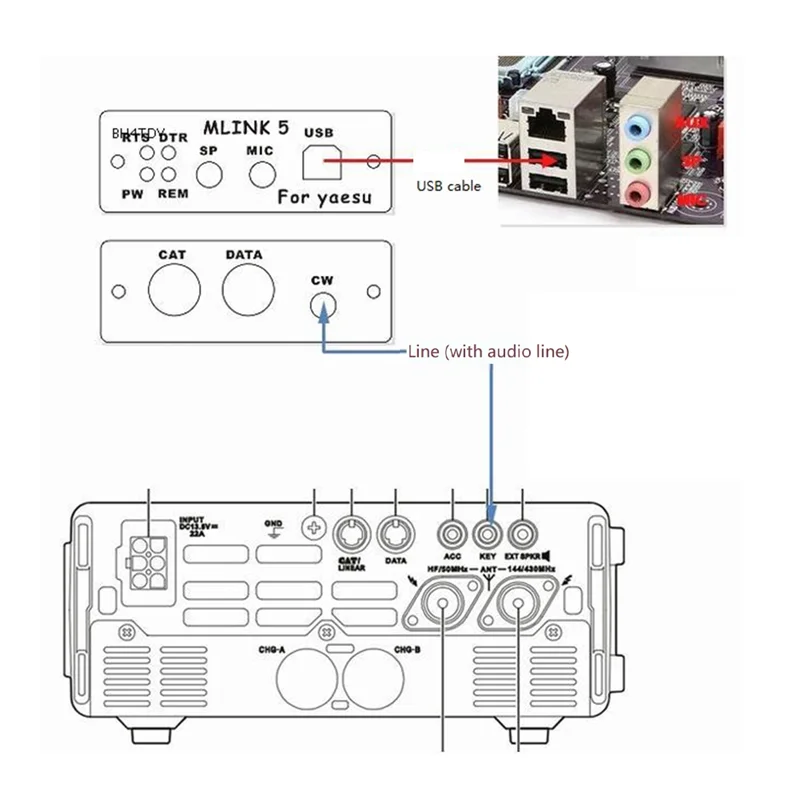 Para FT-891 FT-817ND FT-857D FT-897D Conector de rádio dedicado U5 LINK