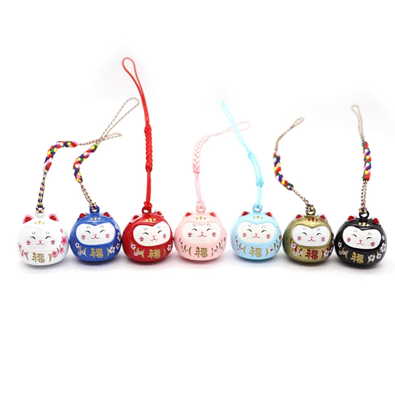 Cute Cartoon Japanese Lucky Cat Keychain Trinkets Phone Charms Car Keys Pendant Key Chains Pray Keyfob Couple Gifts