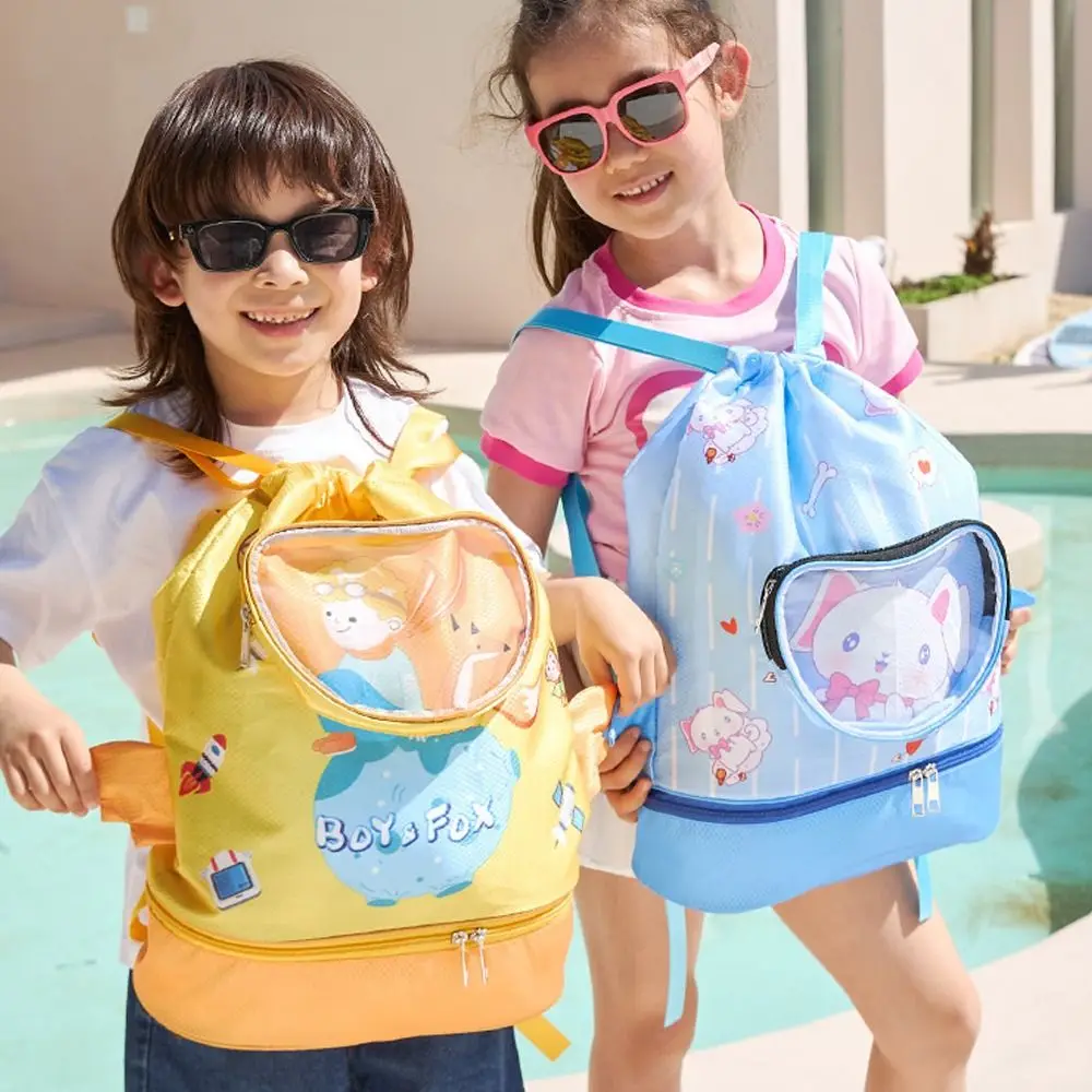 Nuova borsa da nuoto per bambini borsa a tracolla impermeabile con separazione a secco e bagnata borsa a tracolla simpatico cartone animato con