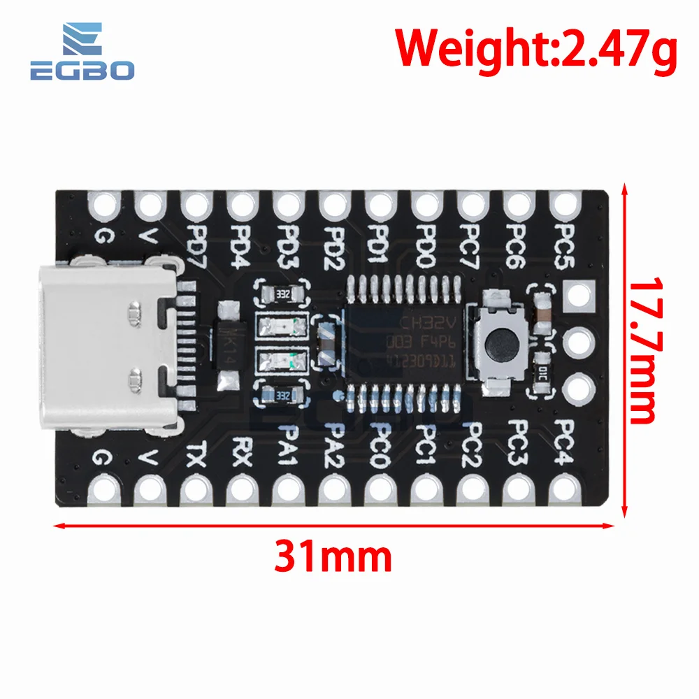 لوحة تطوير CH32V003 EGBO ، نظام الحد الأدنى ، لوحة أساسية ، CH32V003F4P6 ، وحدة تحكم ميكروكونترولر ، 1-10