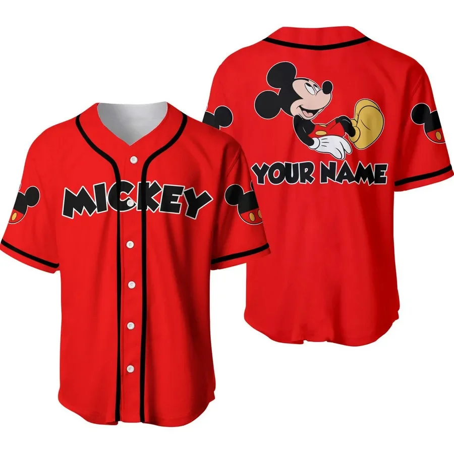 New Disney Chill Mickey Mouse Black Disney unisex cartoon custom DIY name baseball shirt personalized shirt men's women's