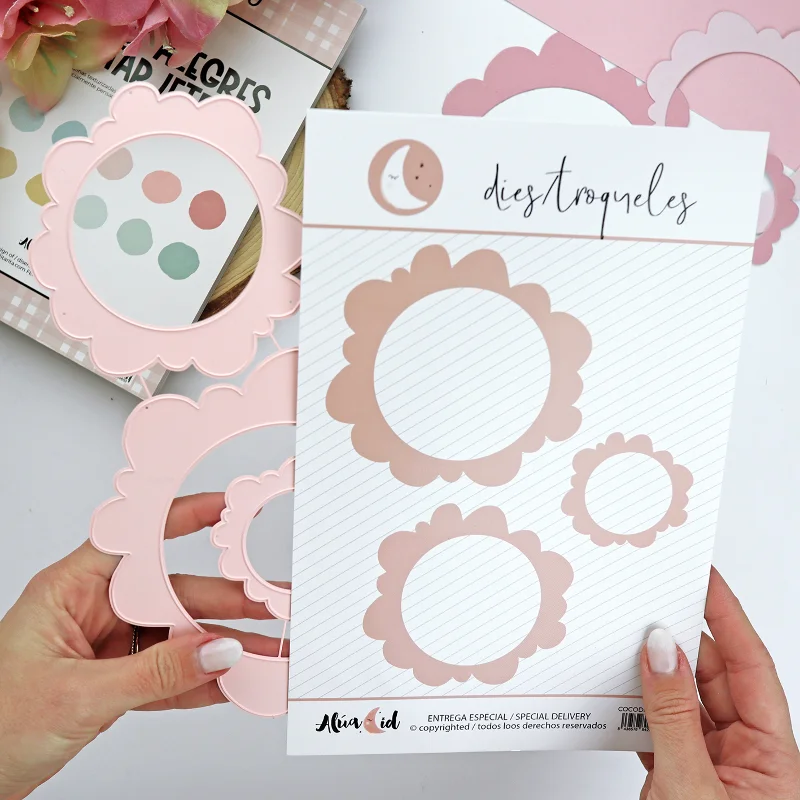 April 2024 Spanish Pink Colour Metal Cutting Dies for DIY Scrapbooking Album Paper Cards Decorative Crafts Embossing Die Cuts