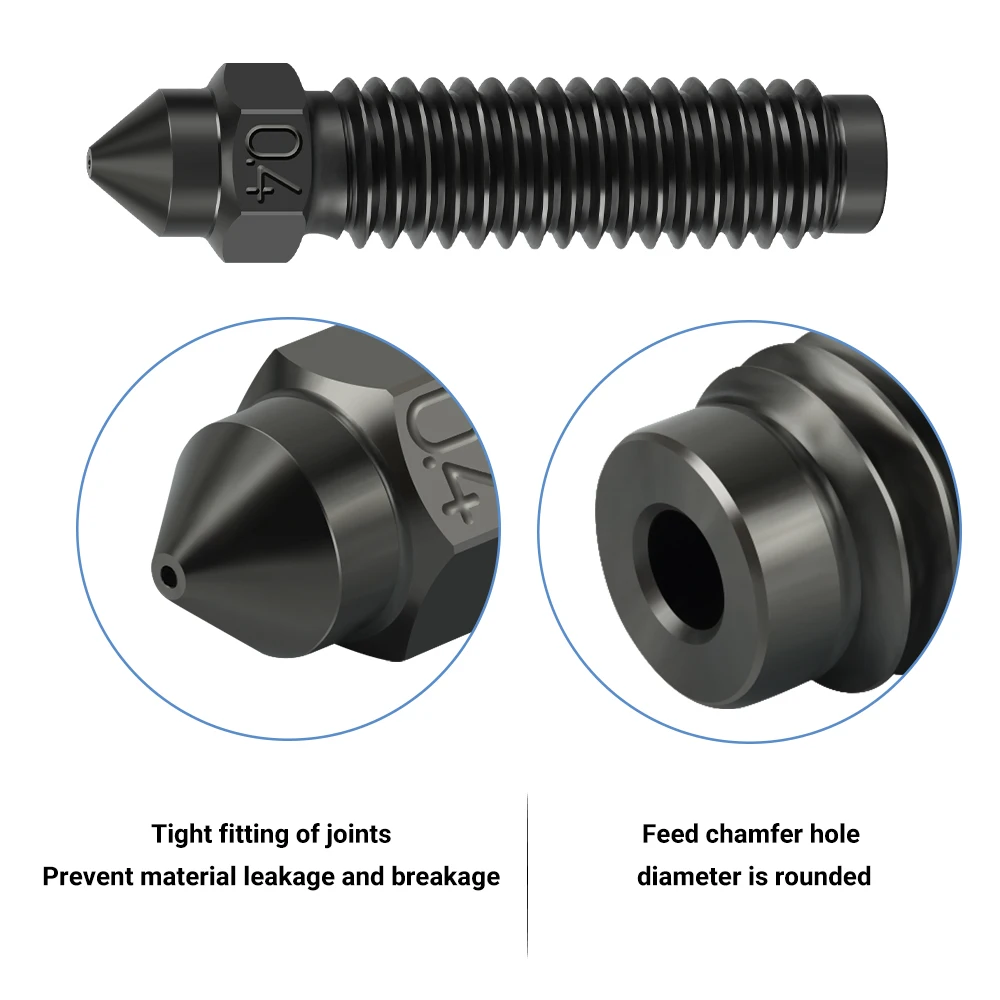 Zestaw dysz do Elegoo Centauri, hartowane węglem, stal mosiężna, dysze 0.2/0.4/0.6/0.8mm do Elegoo Carbon Hotend, części do drukarki 3D — zdjęcie produktu 3