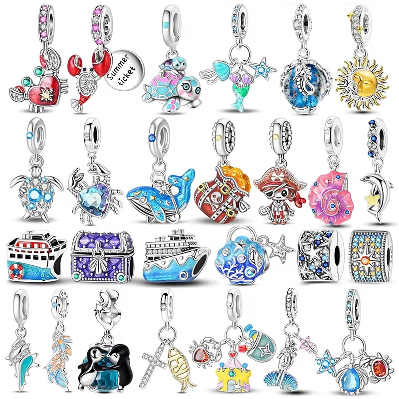 

2025 Hot Ocean Pirate Treasure Bag Charms Beads 925 Sterling Silver Dangle For Original Bracelet Charm Pendant Jewelry Diy Gift