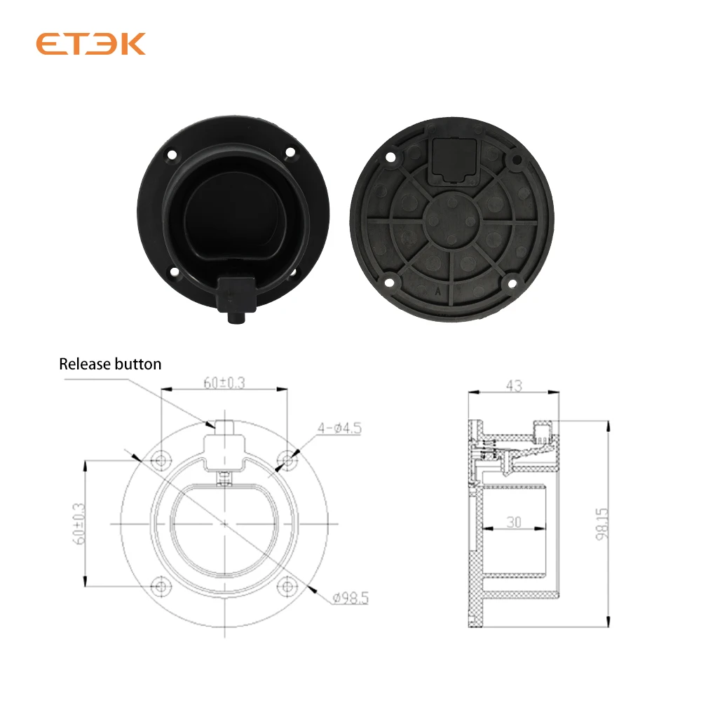 ETEC EV Charger Plug Holder Stand for  Type 2 GB-T Standard Electric Car Charger Wall Mount Bracket Socket