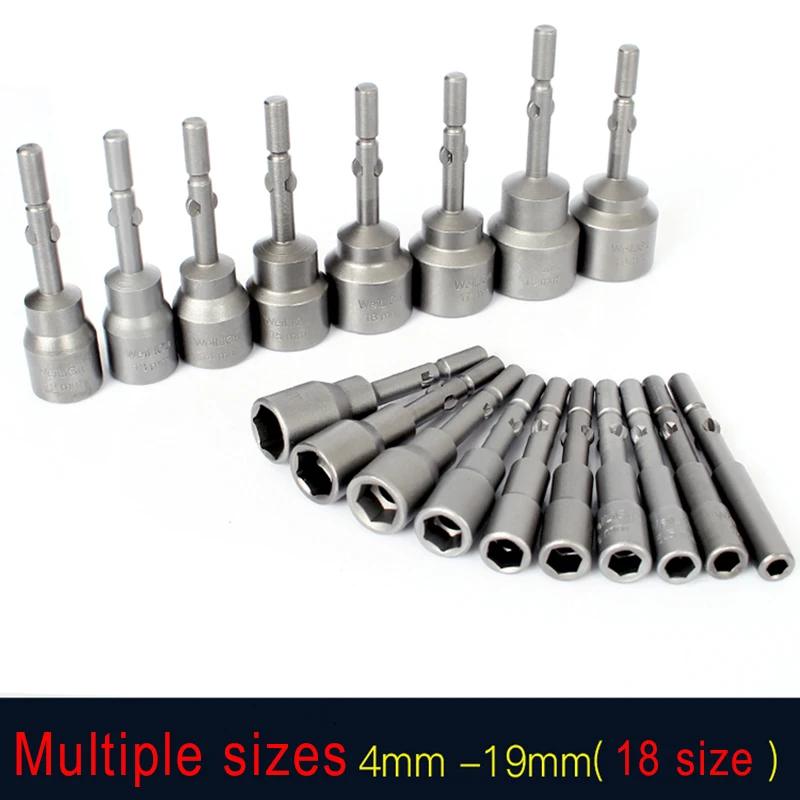 

65mm Long Electric 801 5mm Round Shank Screwdrive Bits Hex Screw Nut Driver Socket Wrench 3mm-19mm Power Impact Drill Bit Tools