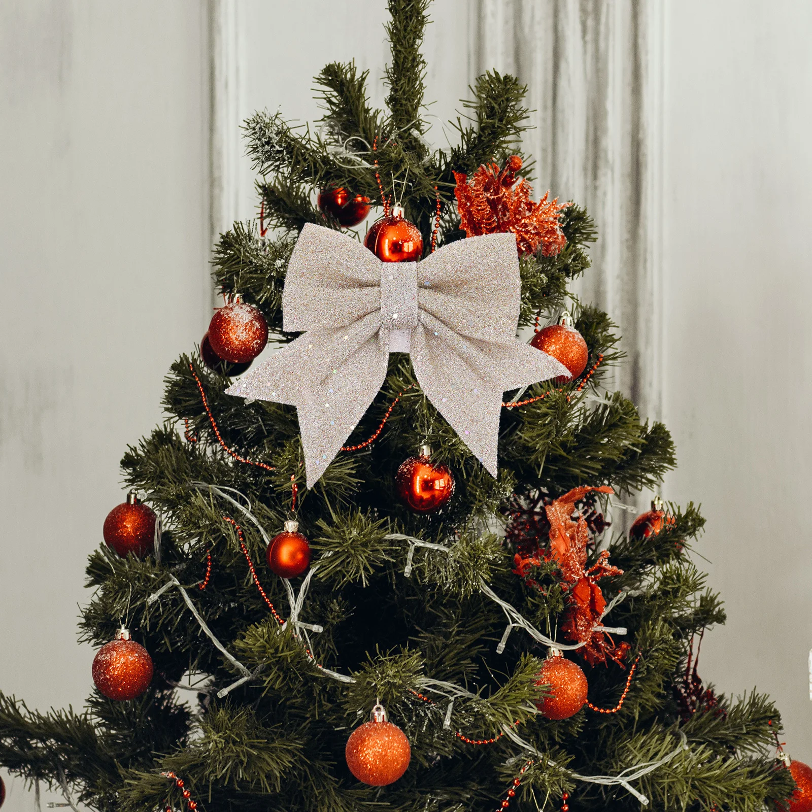 

6 Pcs Christmas Tree Balls Ornaments Bow- Knot with Bows on Them for Bow-knot Decorations