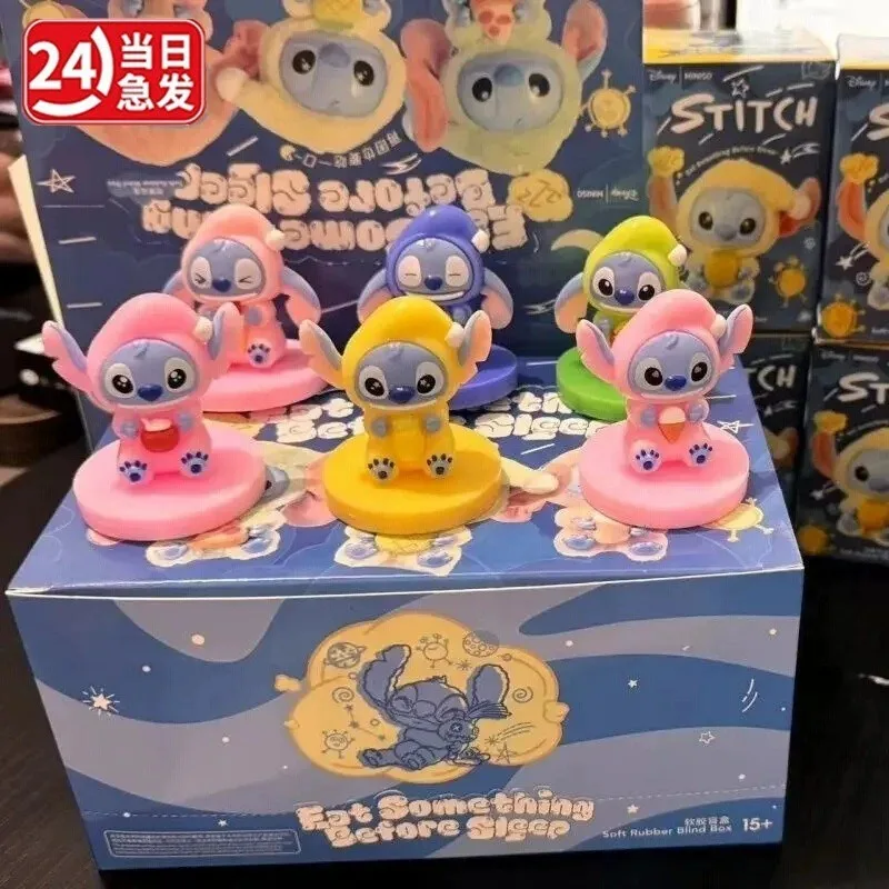 Caja ciega de punto de Disney, caja ciega de la serie Genz Street, Stitch Eat Some Thing Before Sleep, caja misteriosa de vinilo, regalo de muñeco esponjoso