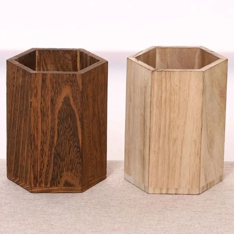 1PC Wooden Pen Holders Desktop Storage INS Style Large Capacity Pen Holder Box Multifunctional Wooden Pencil Organizer