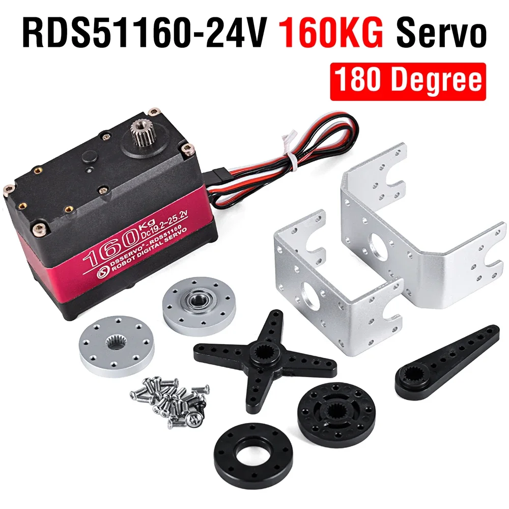 Impermeável High Torque RC Digital Servo, Disco de metal de eixo duplo para FPV Drone, Robô de carro, 160kg, 24V, 180 °, 270 °, RDS51160