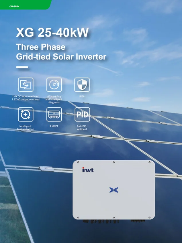 Invt XG 30KTR on grid inverter three phase 230V 400V 50hz 60hz in stock fast shipping 30kw on grid inverter to EU