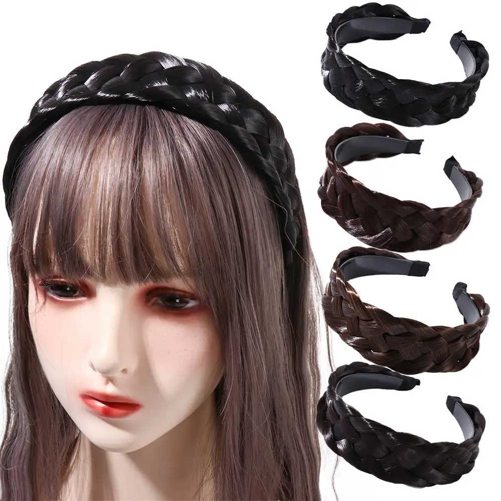 

Wash Face Headband Wide-brimmed Non-slip Fishbone Braid Wig Headband Wide Hair Hoop Female Hairbands Korean Style Headwear