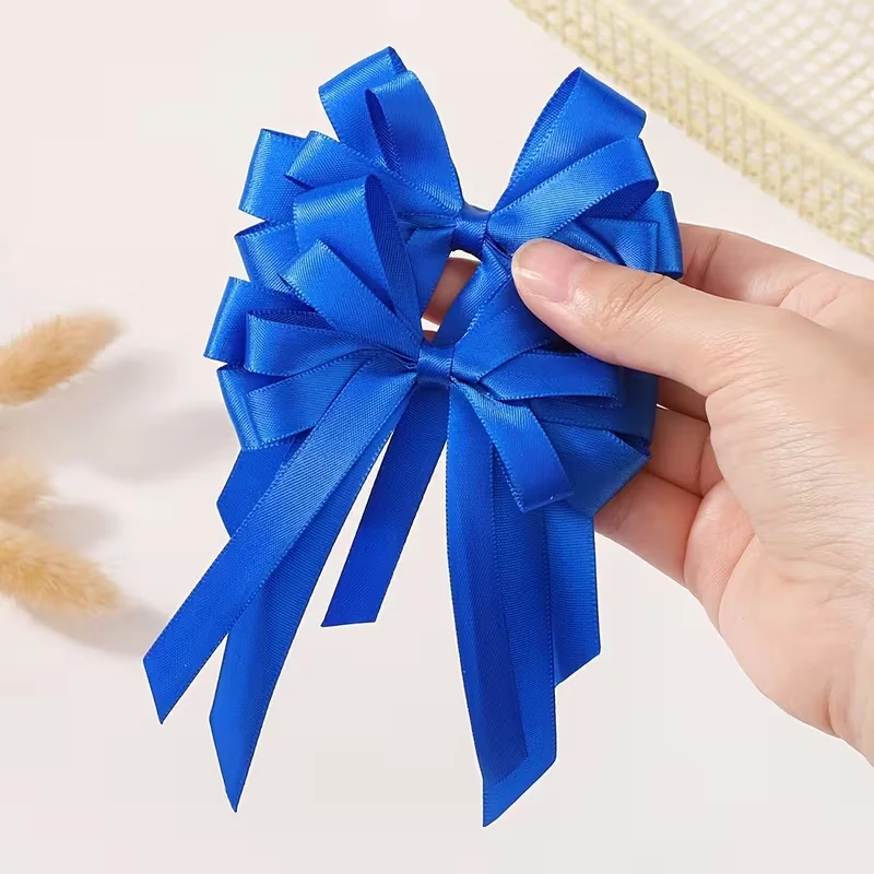 

2-Pack Girls' Bow Hair Clips Navy Simple Woven Floral All-Season Festival Hair Accessories