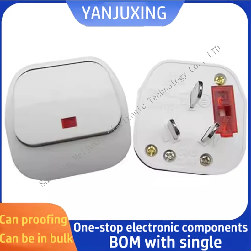 1~5PCS/LOT National standard connector Three flat feet with switch with fuse Prefabricated plug 10A250V GW7102