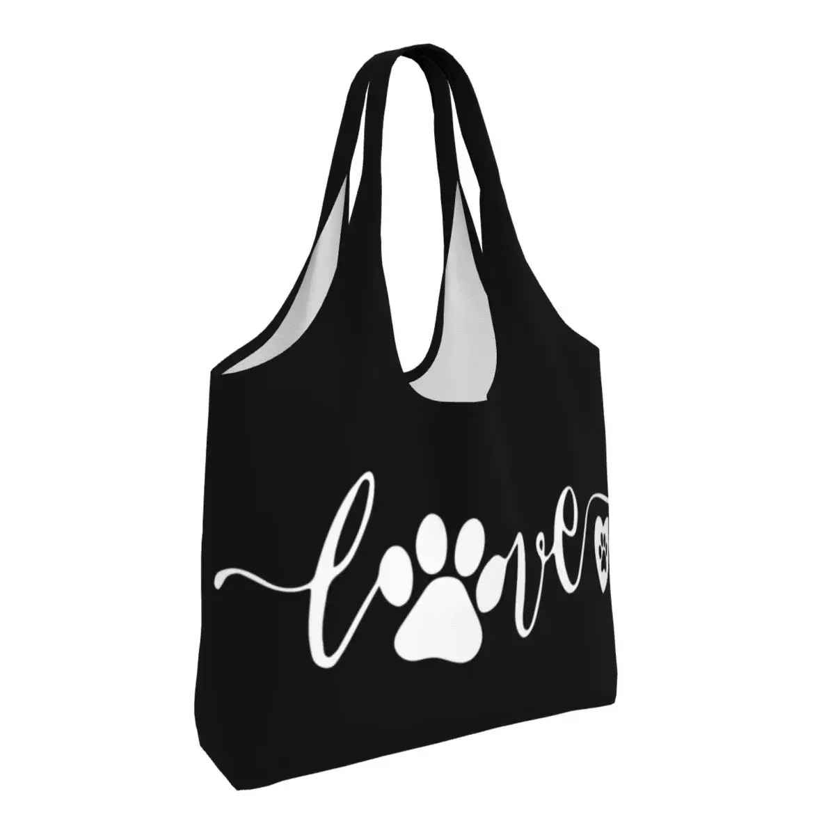 Sac à provisions graphique drôle de patte d'amour pour les amoureux des animaux de compagnie, sac à provisions d'épicerie, fourre-tout en toile, capacité de sac à main durable, cadeau