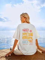 Summer Tshirt For Women Be Yourself And Bring Beauty To The World Happy Face Soft Comfortable Tee Beach Casual Female Tops