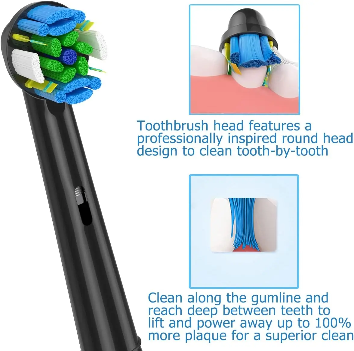 رؤوس فرشاة الأسنان البديلة المتوافقة مع أورال بي، 4 قطع رؤوس فرشاة كهربائية لرؤوس استبدال أورال بي Pro500/1000