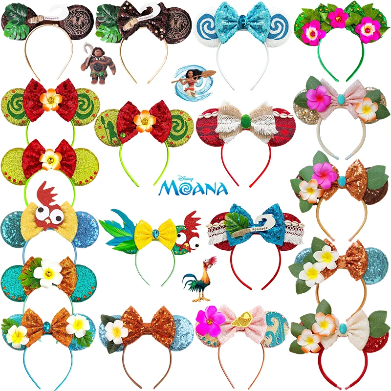 

Disney Maui Hook Bow Moana Hair Bands For Girls Mickey Ears Headbands Kids Adults Frangipani Flowers Hair Accessories Women Gift