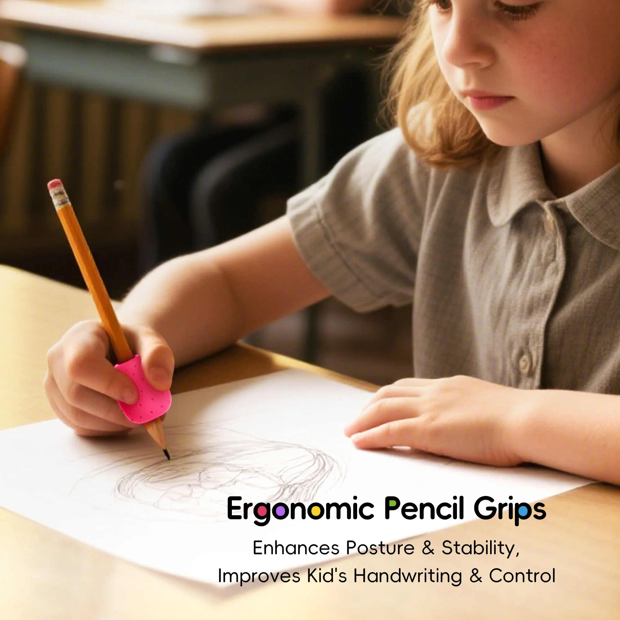 6 قطع من مقابض أقلام الرصاص على شكل بيضة للأطفال والكبار، حاملات سيليكون للكتابة اليدوية والرسم #5