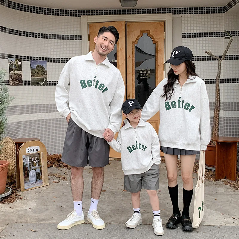 Family Shirt 2023 New Same Mom And Daughter Clothes Dad And Son Equal Clothing Korean Fashion Women Children Matching Sweatshirt