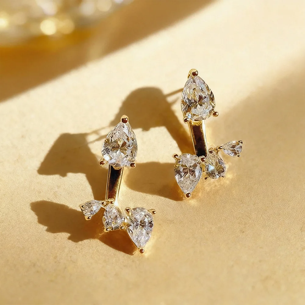 

Серьги-гвоздики с муассанитом грушевидной огранки для женщин и девочек, сверкающие серьги-гвоздики из стерлингового серебра S925, 18 карат, ювелирные изделия с каплями воды