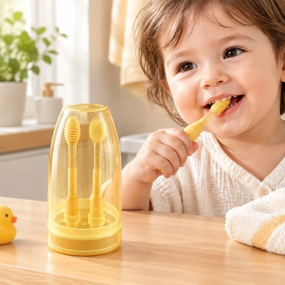 Soft Oral Care Baby Toothbrush Rubber Cleaning Tools Oral Cleaning Brush BPA Free 0-18 Months Tongue Coating Brush Baby