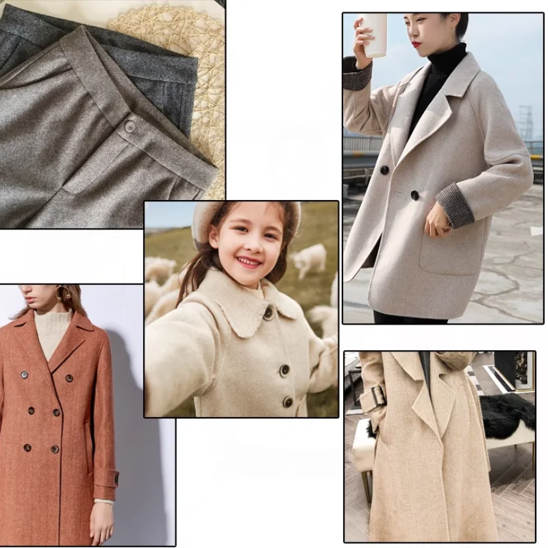 Herringbone Pattern Woolen Fabric Clothing Sewing Coat Pants Thickened Imitation Wool Tweed Single-sided Fabrics