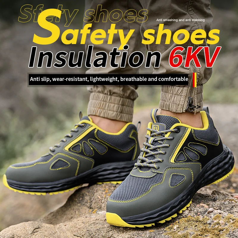 Insulated 6KV Shoes Men Work Sneakers Composite Toe Anti-smash Safety Shoes Men Puncture-Proof work Boots Indestructible Shoes