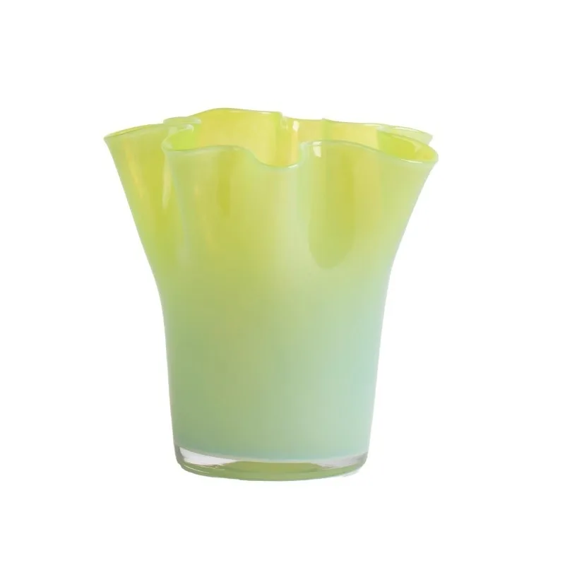 

blue cabbage petals gather Baicai open fold feeling gradual change vase polka dot large diameter glazed flower utensils