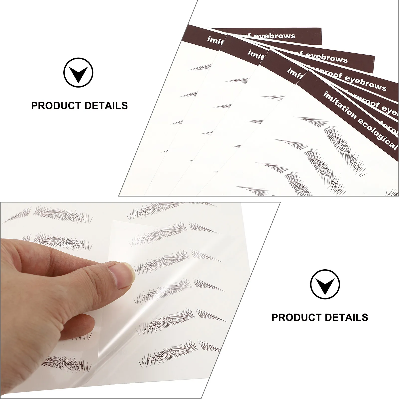 6Pcs Imitation Eyebrow Stickers Hair-Like Texture Seamless Blend False Eyebrows Cosmetics for Makeup Beauty Bloggers Easy