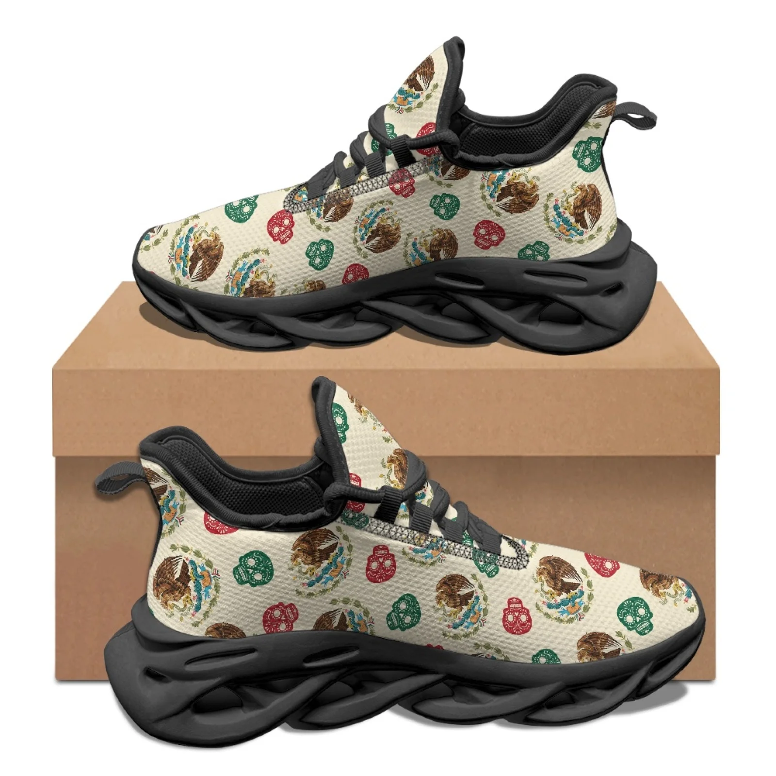 PENSTROLL Adjustable Strap Men's Running Shoes Breathable Men's Fashion Sneakers for Hiking Girls Mexican Eagle Skull