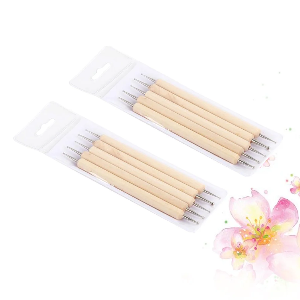 

10Pcs Nail Art Dotting Tools Dual End Wooden Rod Pens Nail Tools for Manicure Painting Carving Modeling Acrylic Nails
