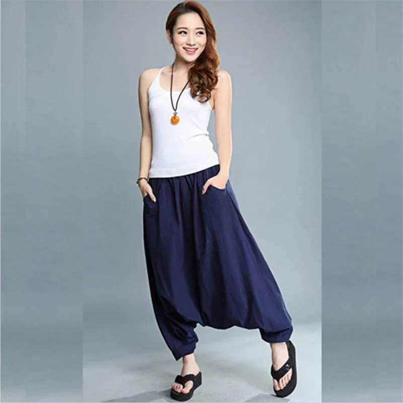 2024 New Fashion Women Casual Loose Cross-pants Solid Mid Waist Full Length Pants Hot Sale Vacation Pants  -