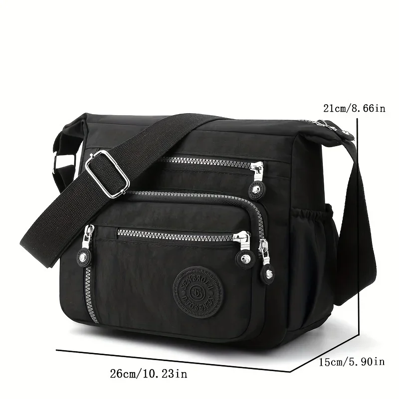 Wasserdichte Nylon-Umhängetasche, mehrere Taschen und Reißverschluss, stilvolle lässige Umhängetasche für Reisen, täglicher Gebrauch – Detail 2