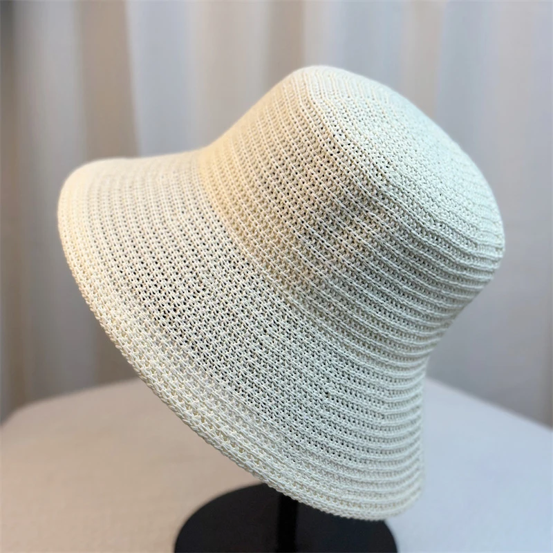 Korean Simple Straw Hat Summer New Women Visor Bucket Hat Fisherman Hat Hand Weaving Beach Foldable Panama Sun Hats for Women