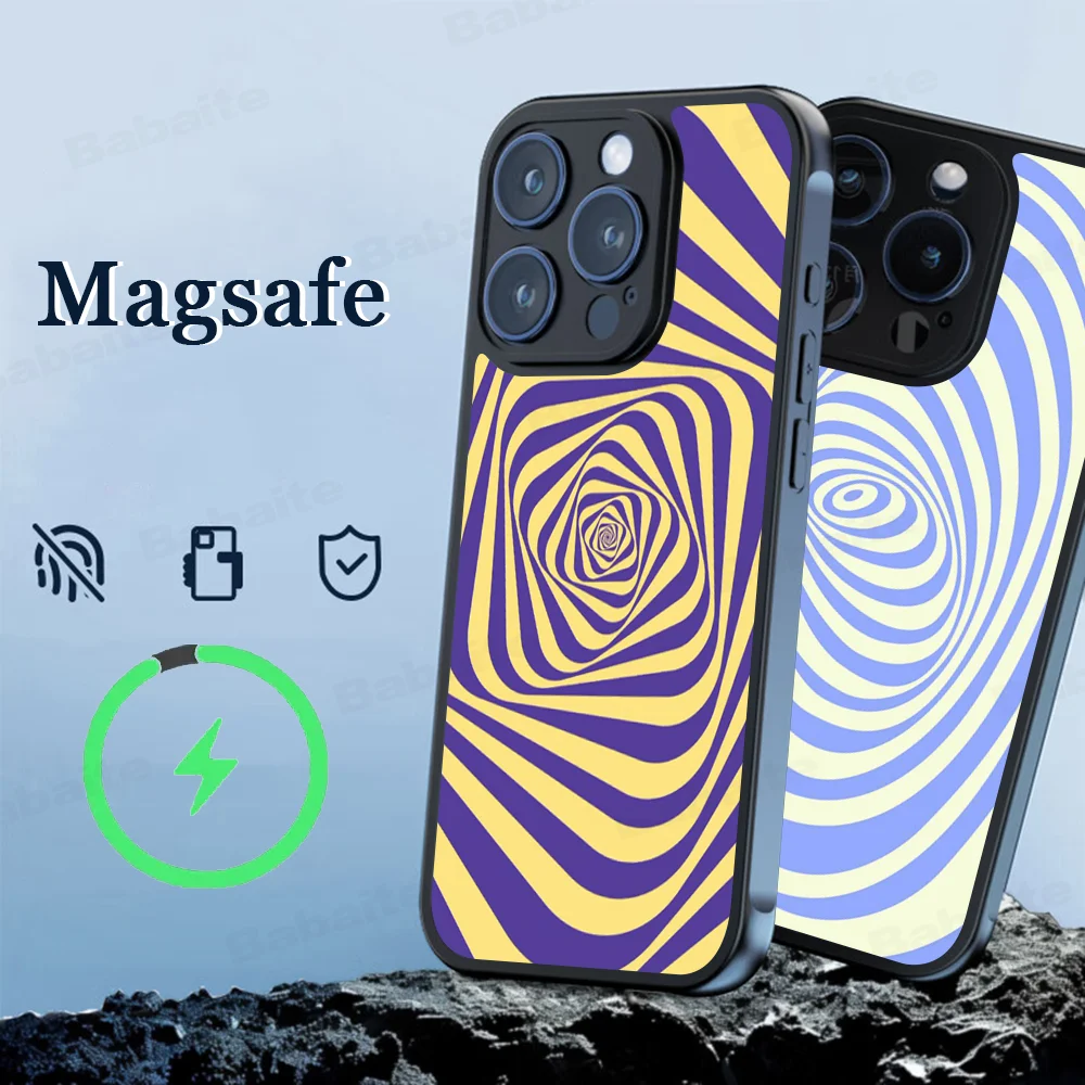 Fashion Swirl Pattern Phone Case Magnetic Case For IPhone 16 14 13 12 11 15 Pro Max Plus For Magsafe Wireless Charge Cover