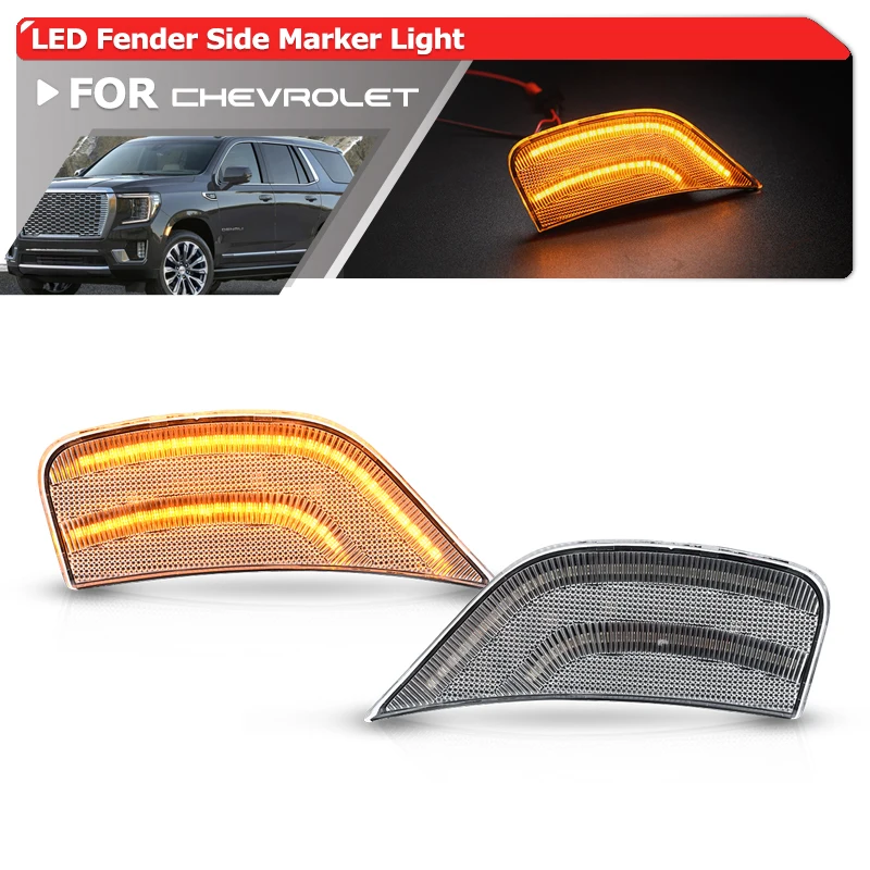 

For Chevrolet Tahoe Suburban For Cadillac Escalade ESV GMC Yukon XL 2021 2022 Amber Led Side Marker Light Auto Fender Flare Lamp