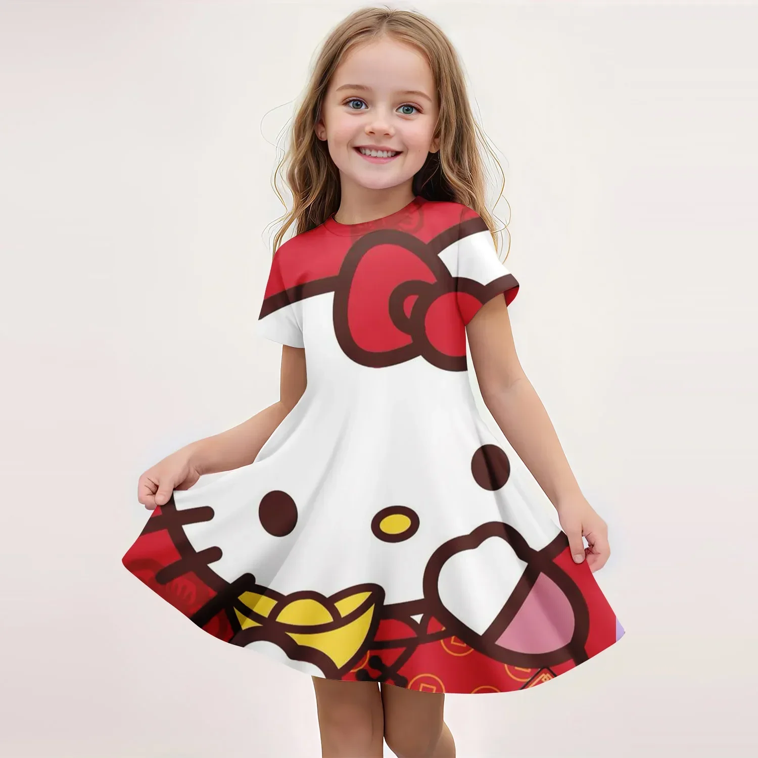 

Miniso Hello Kitty для девочек, подходит для детей 3-14 лет, детские платья, платье для девочек, детская одежда 2025 года, детская одежда, летняя вечеринка