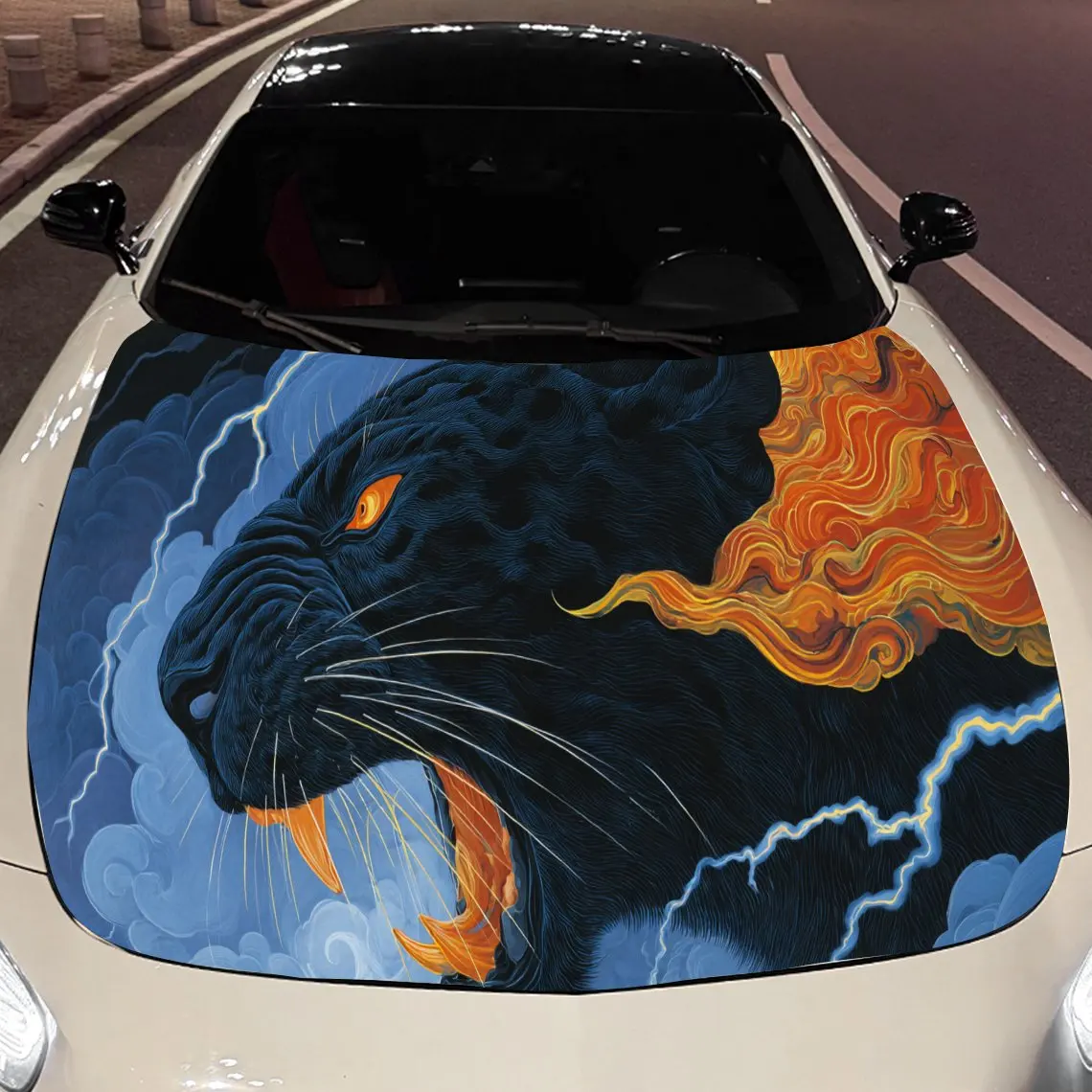 

Roaring Black Tiger print,car hood stickers,PVC waterproof Self adhesive car hood sticker,car hood decoration protection sticker