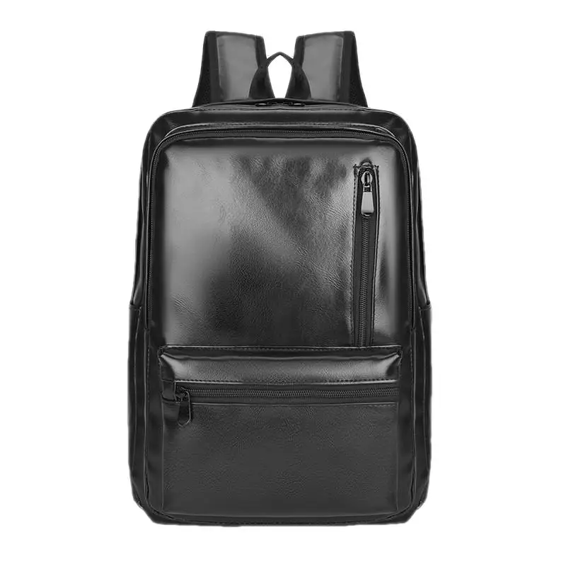 Mochila de viaje informal de cuero PU para hombre, bolsa negra de lujo para ordenador portátil, gran capacidad para estudiantes