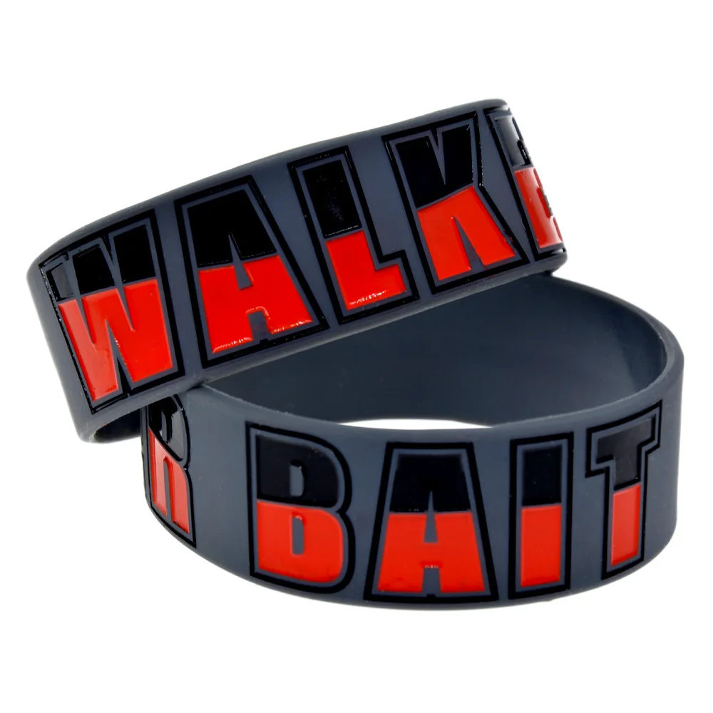 25-pcs-walking-dead-the-walker-bait-silicone-wristband-1-inch-wide-bangle-gray