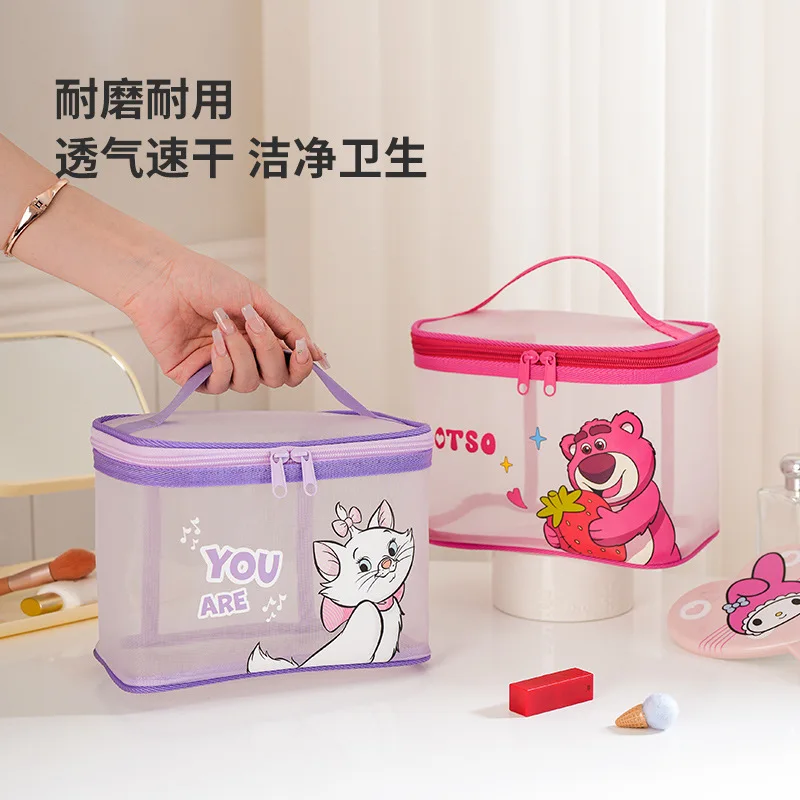 Disney make-uptasje Doorzichtige mesh-tas Lotso Cosmetische hoesjes Cartoon met hoge capaciteit Mooie reisopbergzakken Stitch-toilettas