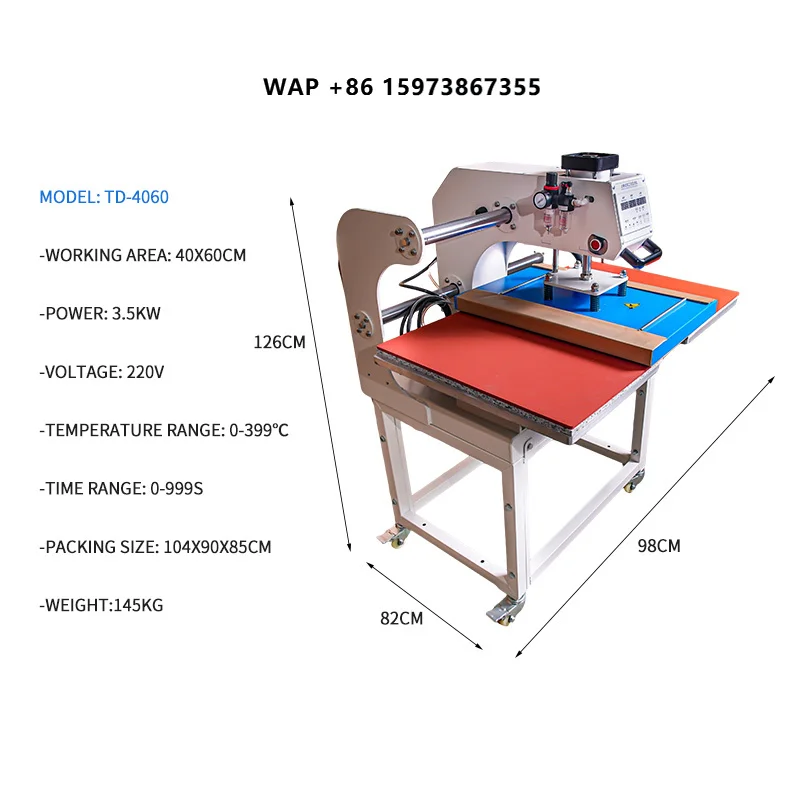 

Semi-Automatic Pneumatic Multicolor Heat Sublimation T-Shirt Flatbed Printer 220V New Condition Heat Press Machine